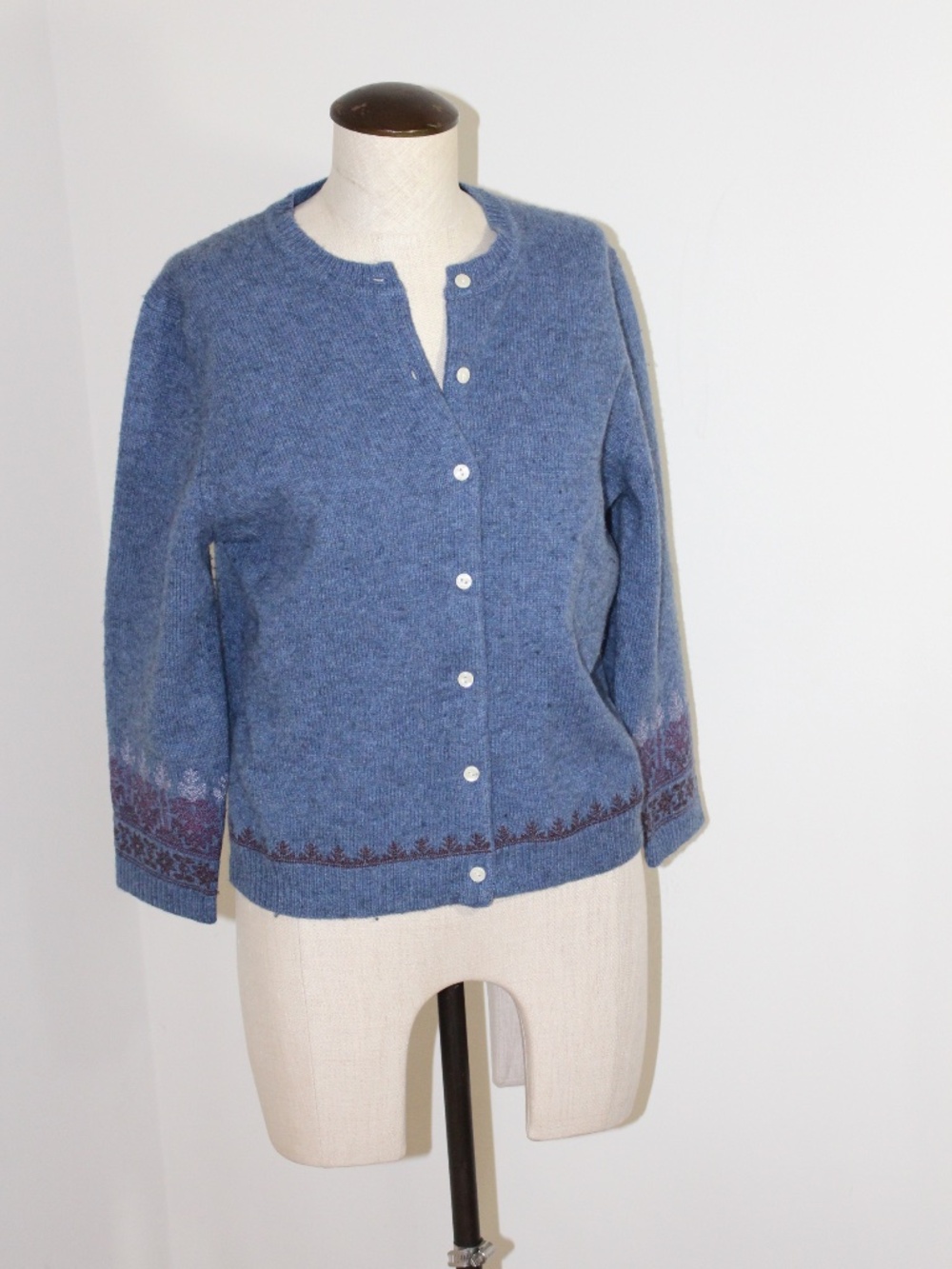 Abercrombie & Fitch, Blue Button-Front Wool blend cardigan Sweater 3/4 sleeves